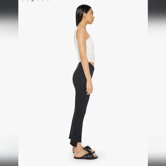 Mother Revolve Insider Crop Step Fray Not Guilty Black Denim Jeans Size 27 - Picture 2 of 11